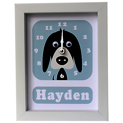 Stripey Cats Personalised Donnie Dog Framed Clock, 23 x 18cm Blue Stripey Cats Personalised Donnie Dog Framed Clock, 23 x 18cm Blue